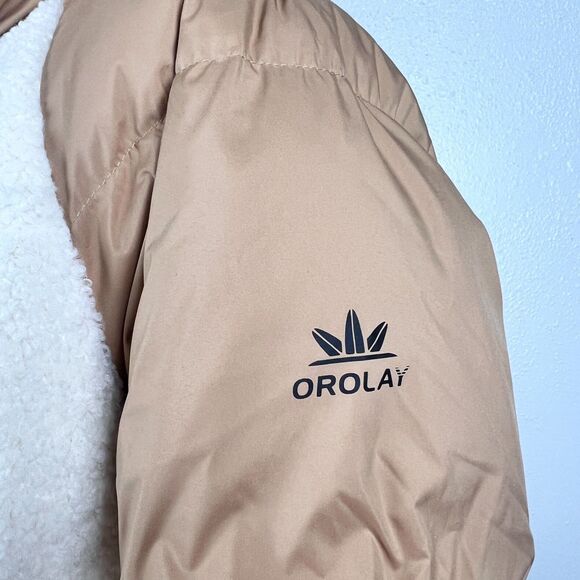 Orolay 092 Universe Fleece Down Puffer in Khaki Women Extra Small Jacket Zip Up - Picture 13 of 16